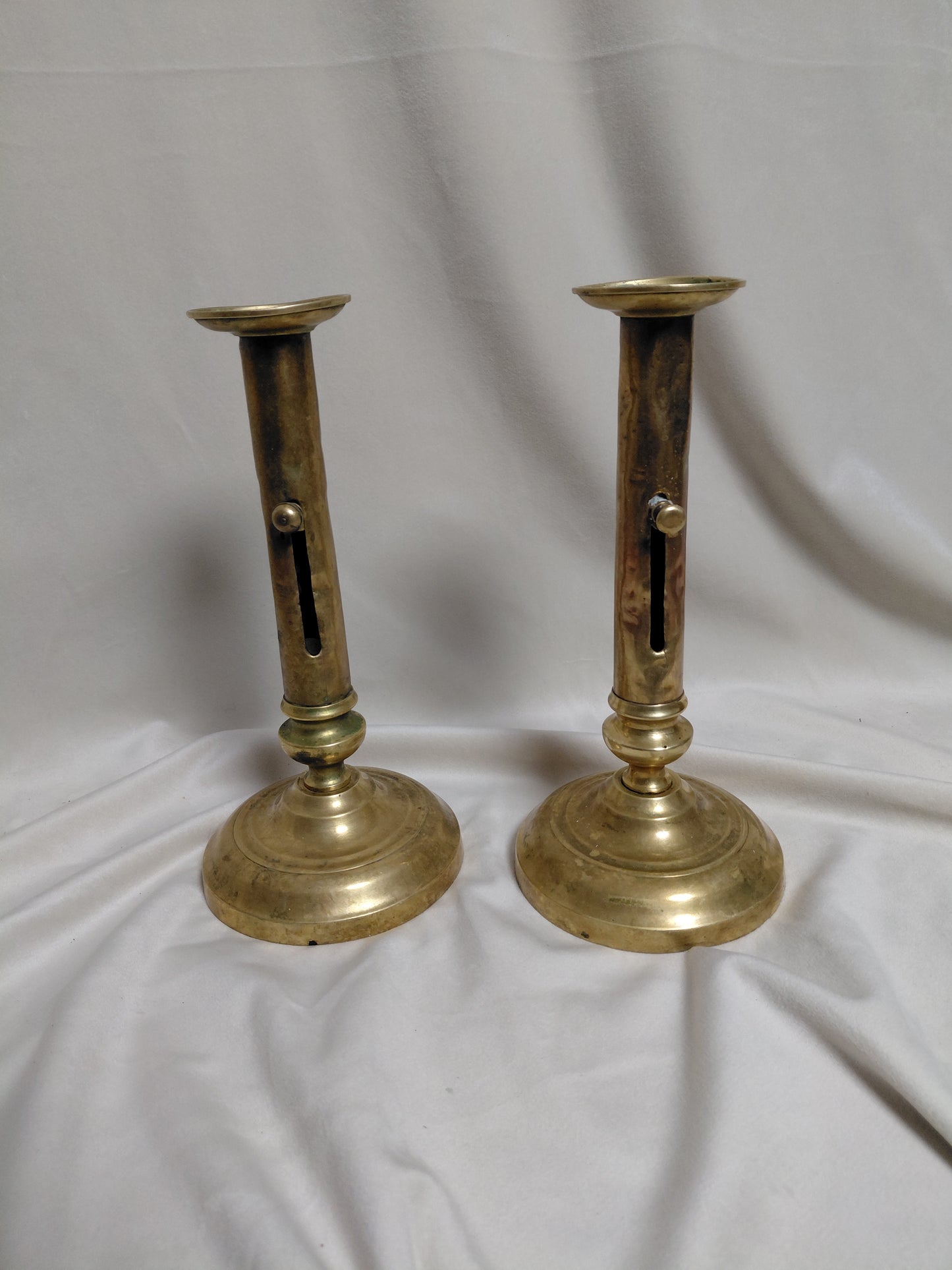 Antík viktorían kertastjakar 2 stk með push-up mekanisma (