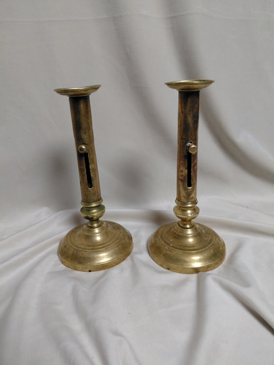 Antík viktorían kertastjakar 2 stk með push-up mekanisma (