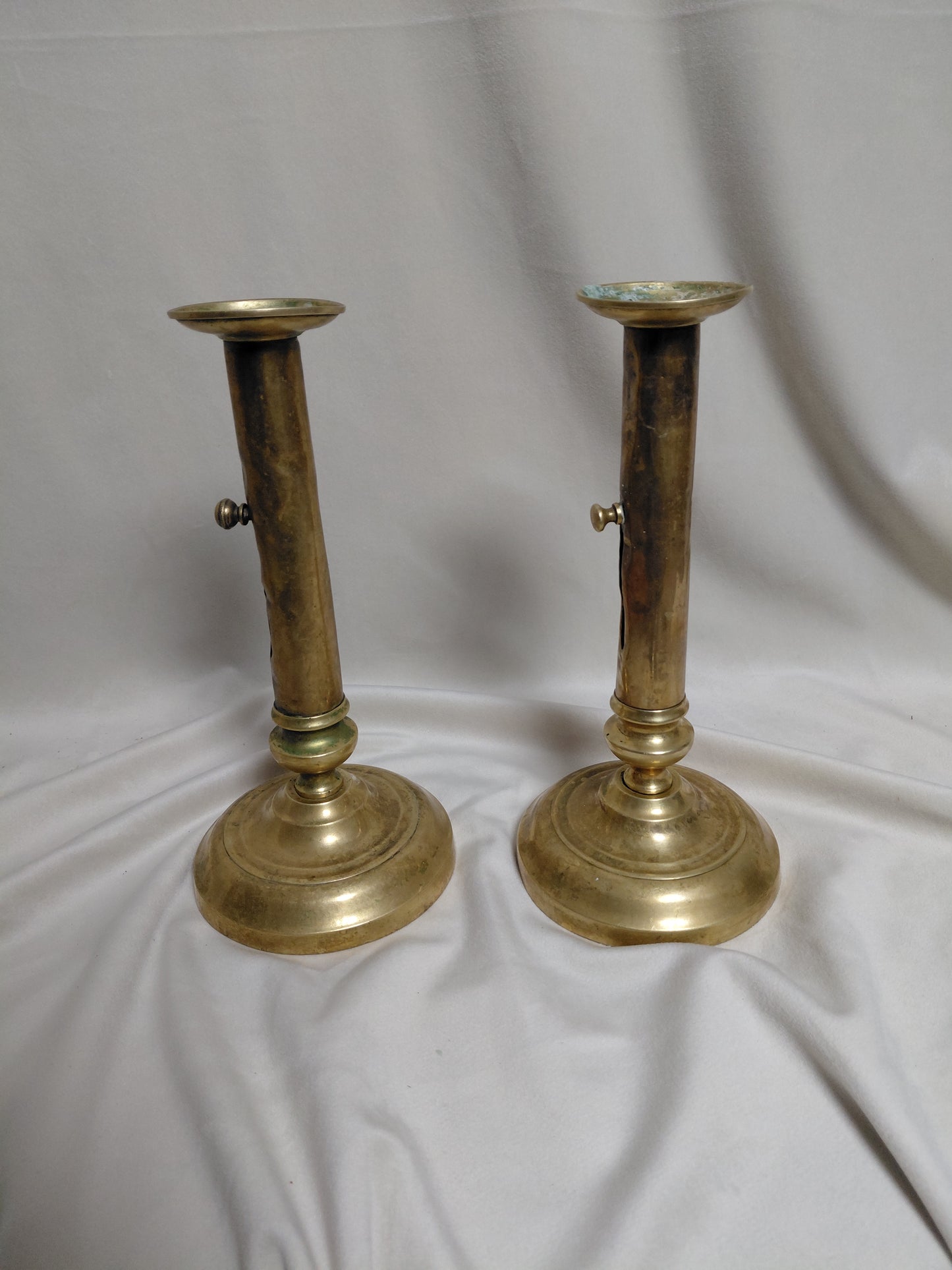 Antík viktorían kertastjakar 2 stk með push-up mekanisma (