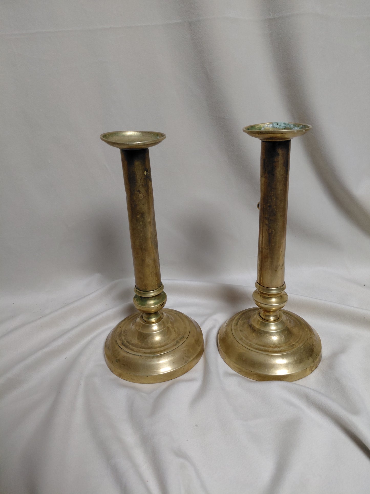 Antík viktorían kertastjakar 2 stk með push-up mekanisma (