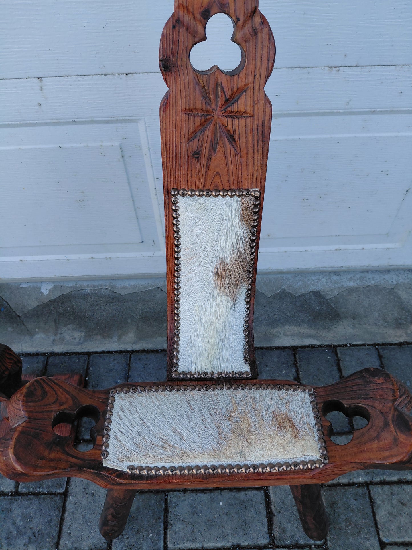 Vintage spænskur fæðingastóll og kertaborð (1960-1970)