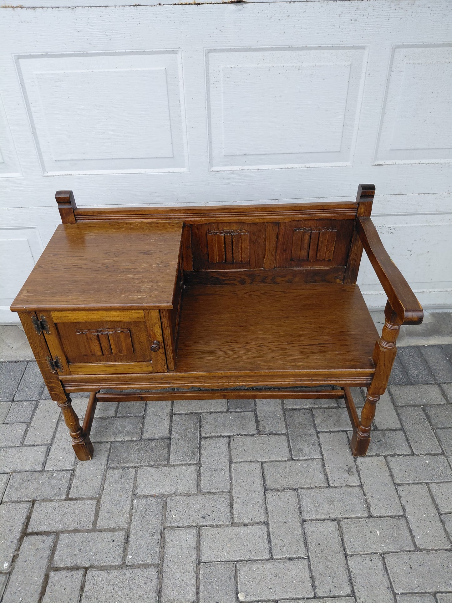 Vintage símaborð úr eik (1950-1970)