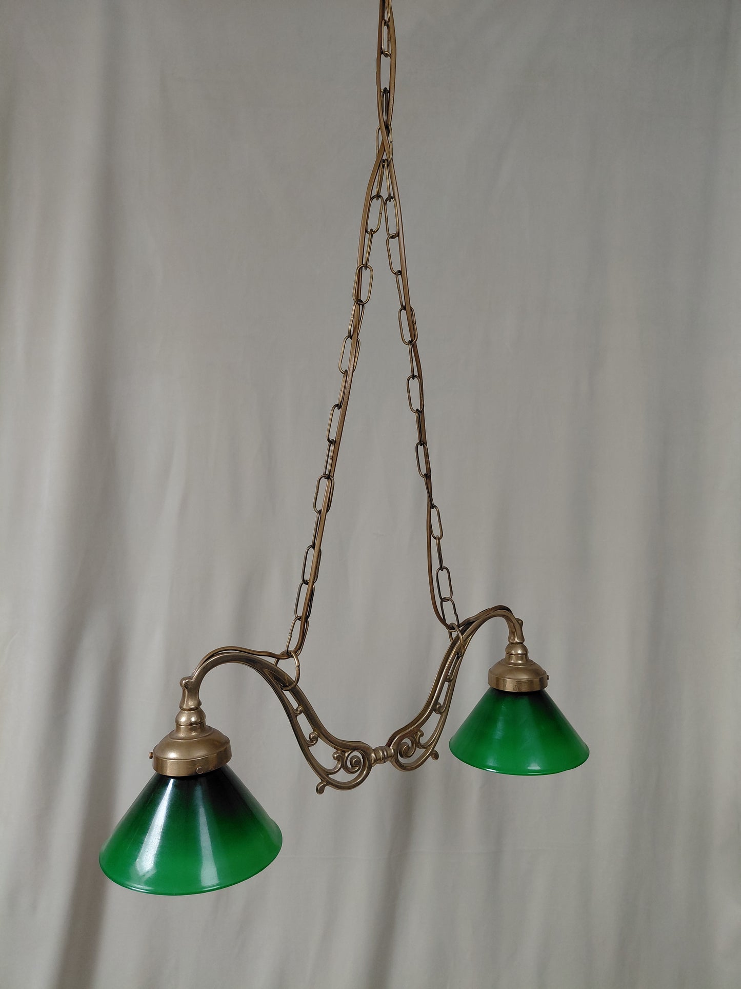 Vintage gler loftljós (1999), Vintage bókasafns / billiard loftljós 2 arma brass