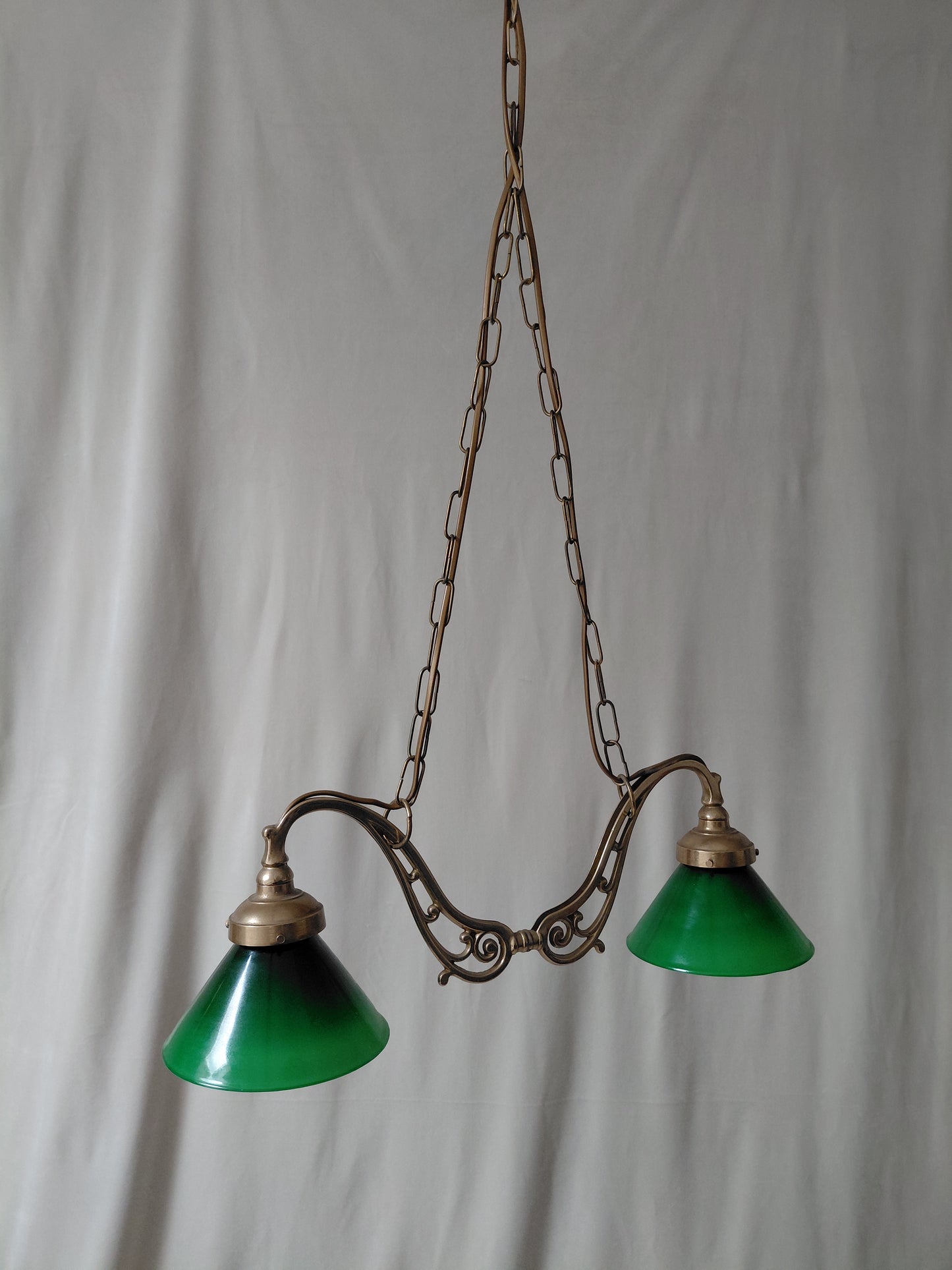 Vintage gler loftljós (1999), Vintage bókasafns / billiard loftljós 2 arma brass