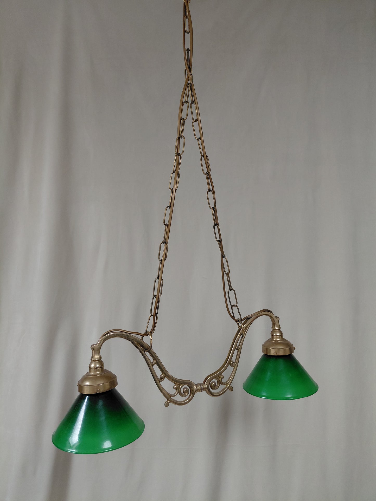 Vintage gler loftljós (1999), Vintage bókasafns / billiard loftljós 2 arma brass