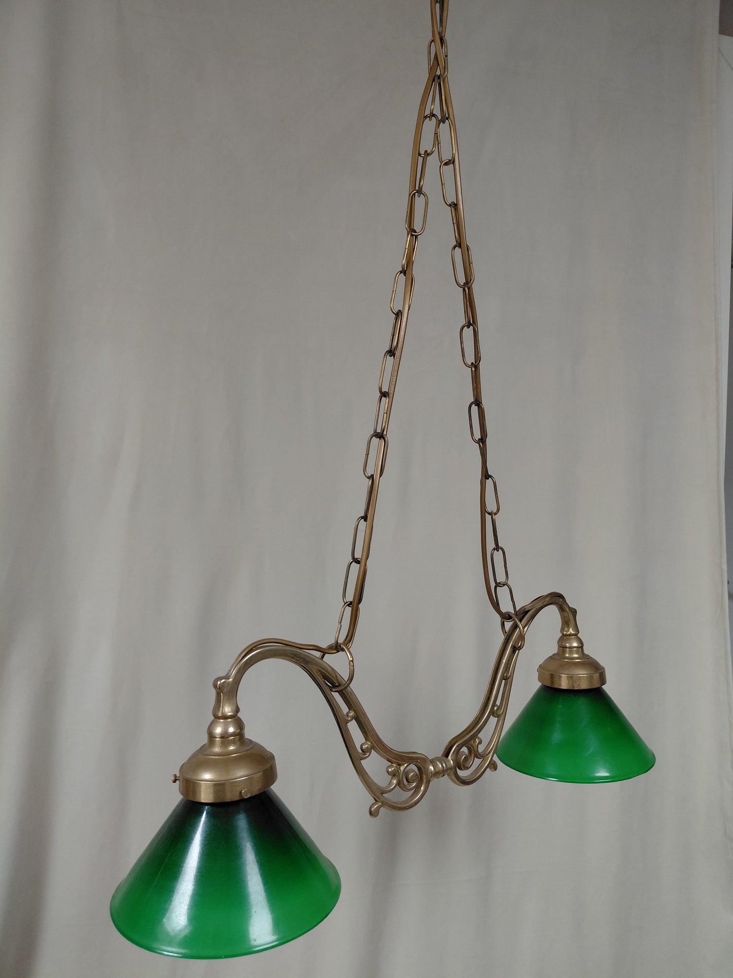 Vintage gler loftljós (1999), Vintage bókasafns / billiard loftljós 2 arma brass