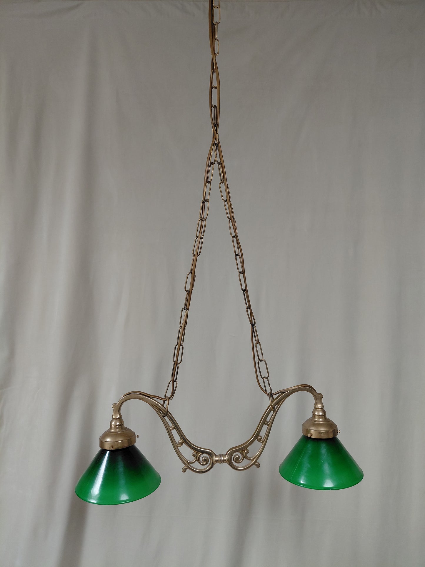 Vintage gler loftljós (1999), Vintage bókasafns / billiard loftljós 2 arma brass