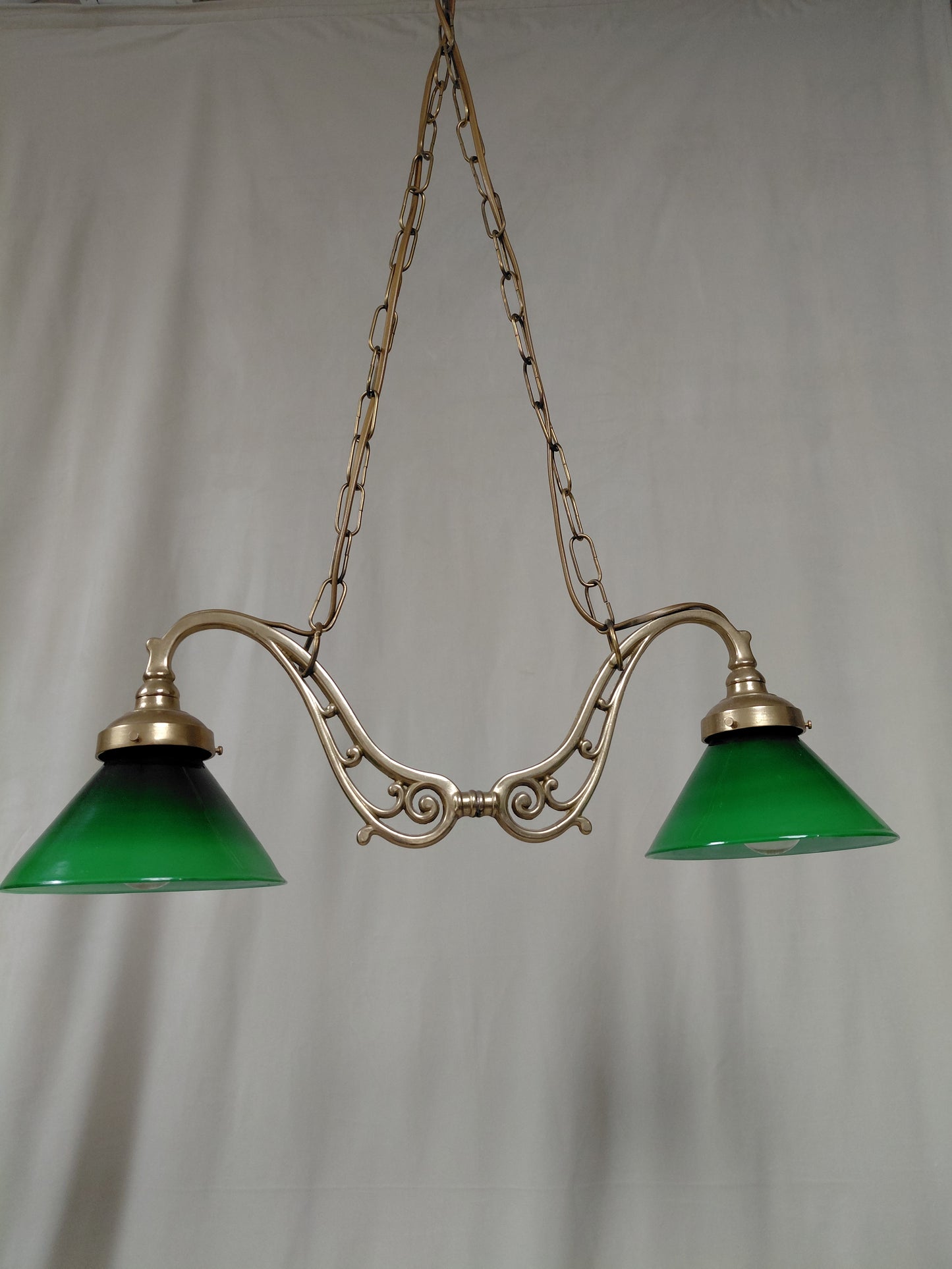Vintage gler loftljós (1999), Vintage bókasafns / billiard loftljós 2 arma brass