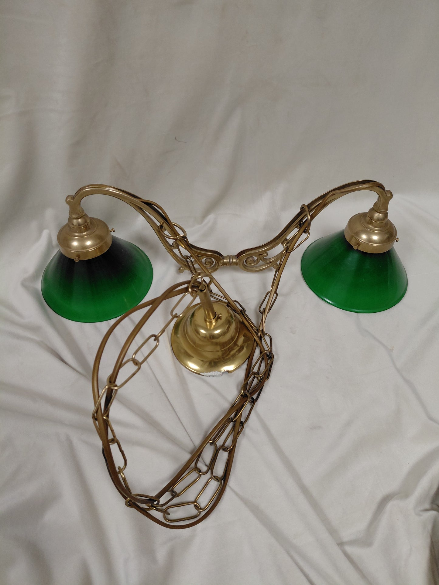 Vintage gler loftljós (1999), Vintage bókasafns / billiard loftljós 2 arma brass