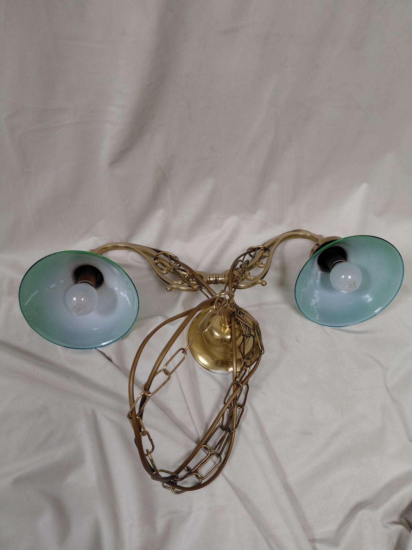 Vintage gler loftljós (1999), Vintage bókasafns / billiard loftljós 2 arma brass