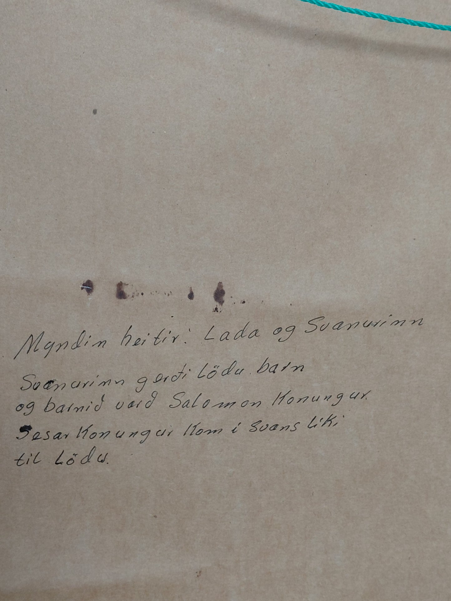 Vintage handsaumuð mynd "Lada og Svanurinn" (1970s), Lada & svanurinn