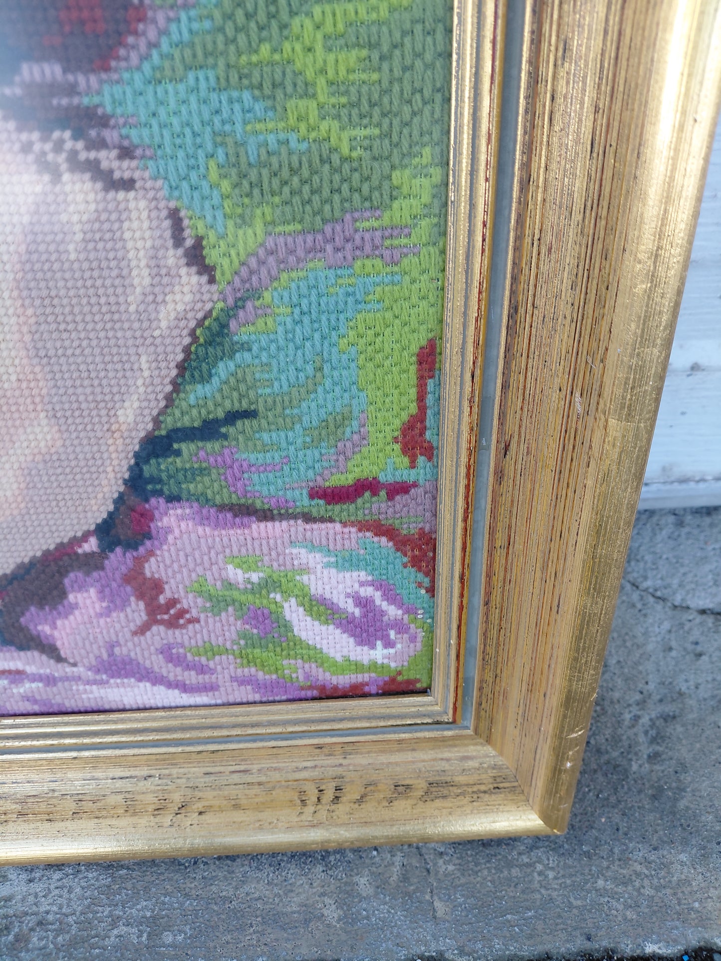 Vintage handsaumuð mynd nakin kona (1970s) 121x59 cm