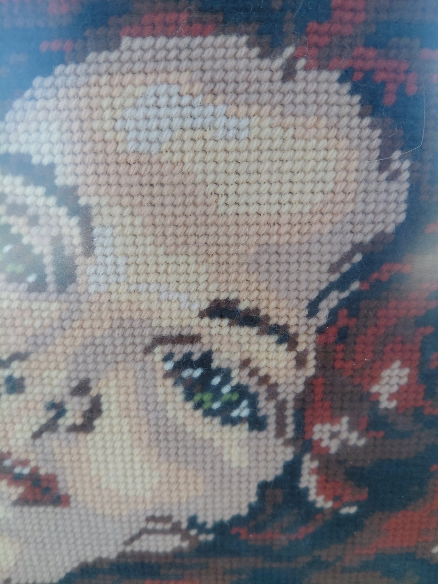 Vintage handsaumuð mynd nakin kona (1970s) 121x59 cm