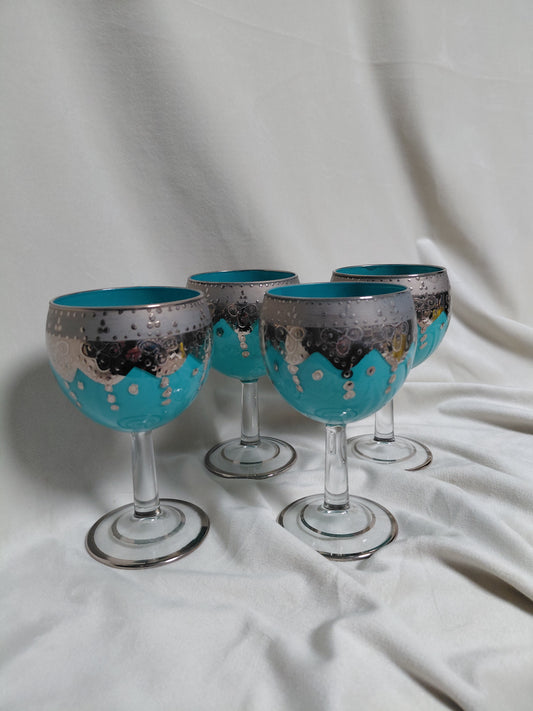 Handmáluð sýrlensk vínglös 4 stk, Sýrland