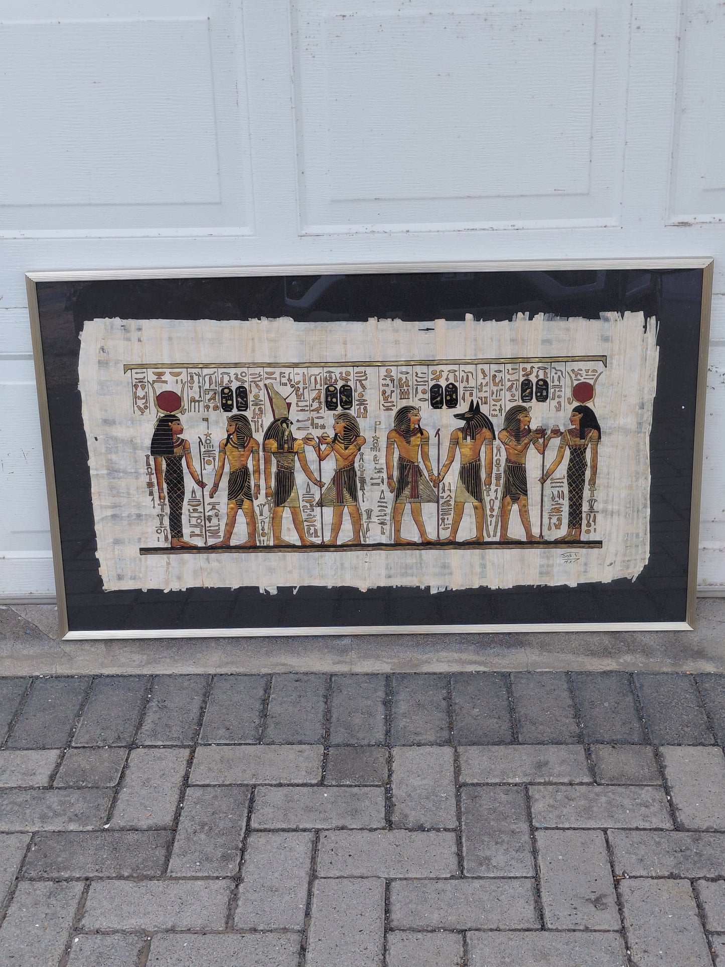 Stór egypskt papyrus málverk (109x63 xm)