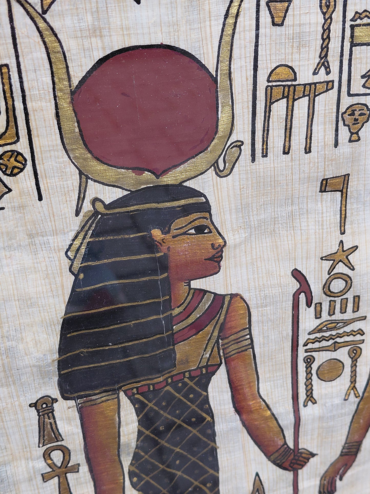 Stór egypskt papyrus málverk (109x63 xm)
