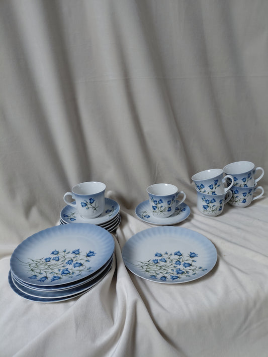 Vintage blóma bollastell fyrir 6 manns Flores Caerulei  (1980s), Svaneholm