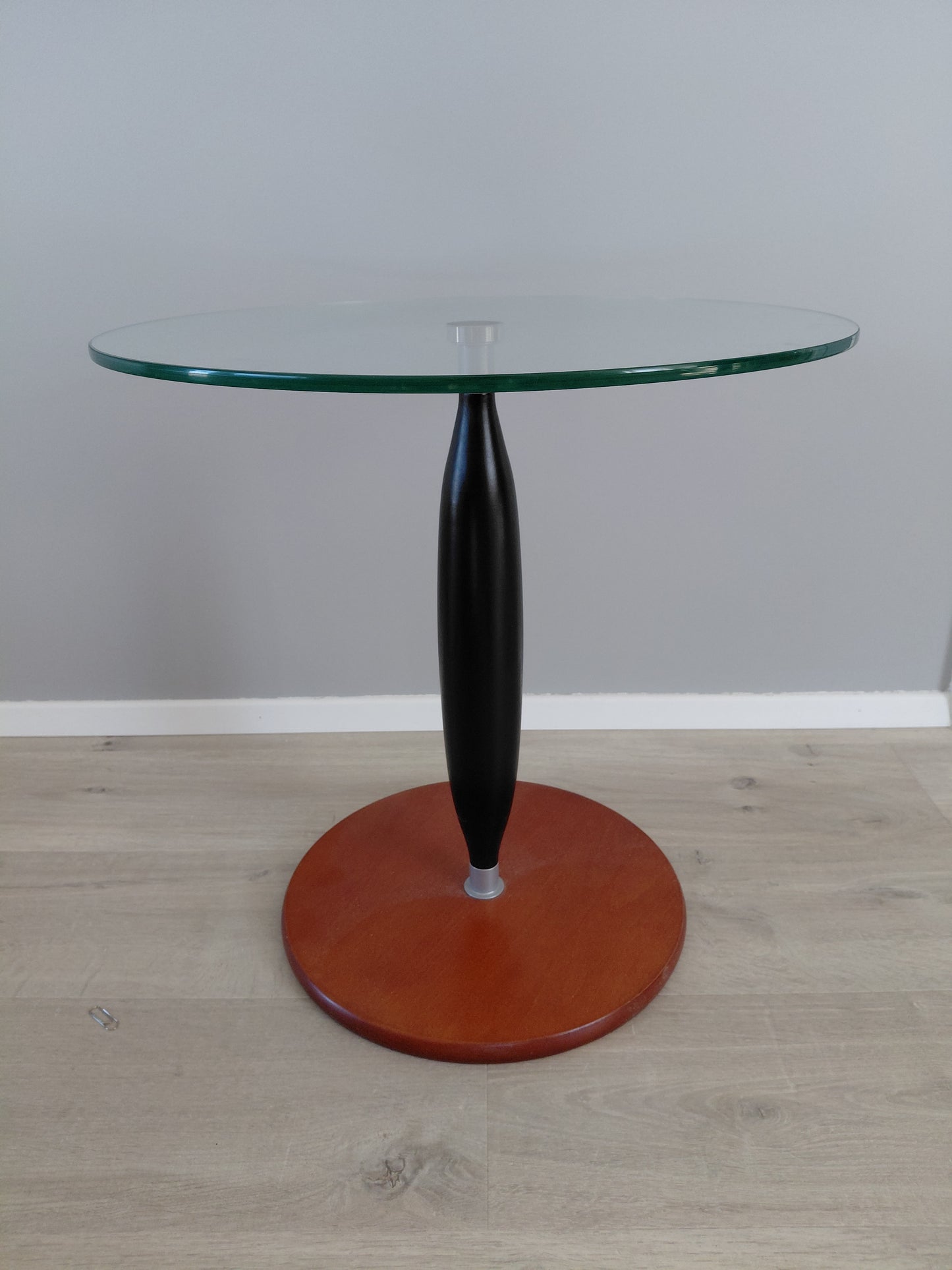 Vintage hringlaga gler hliðarborð (1980-1990s)