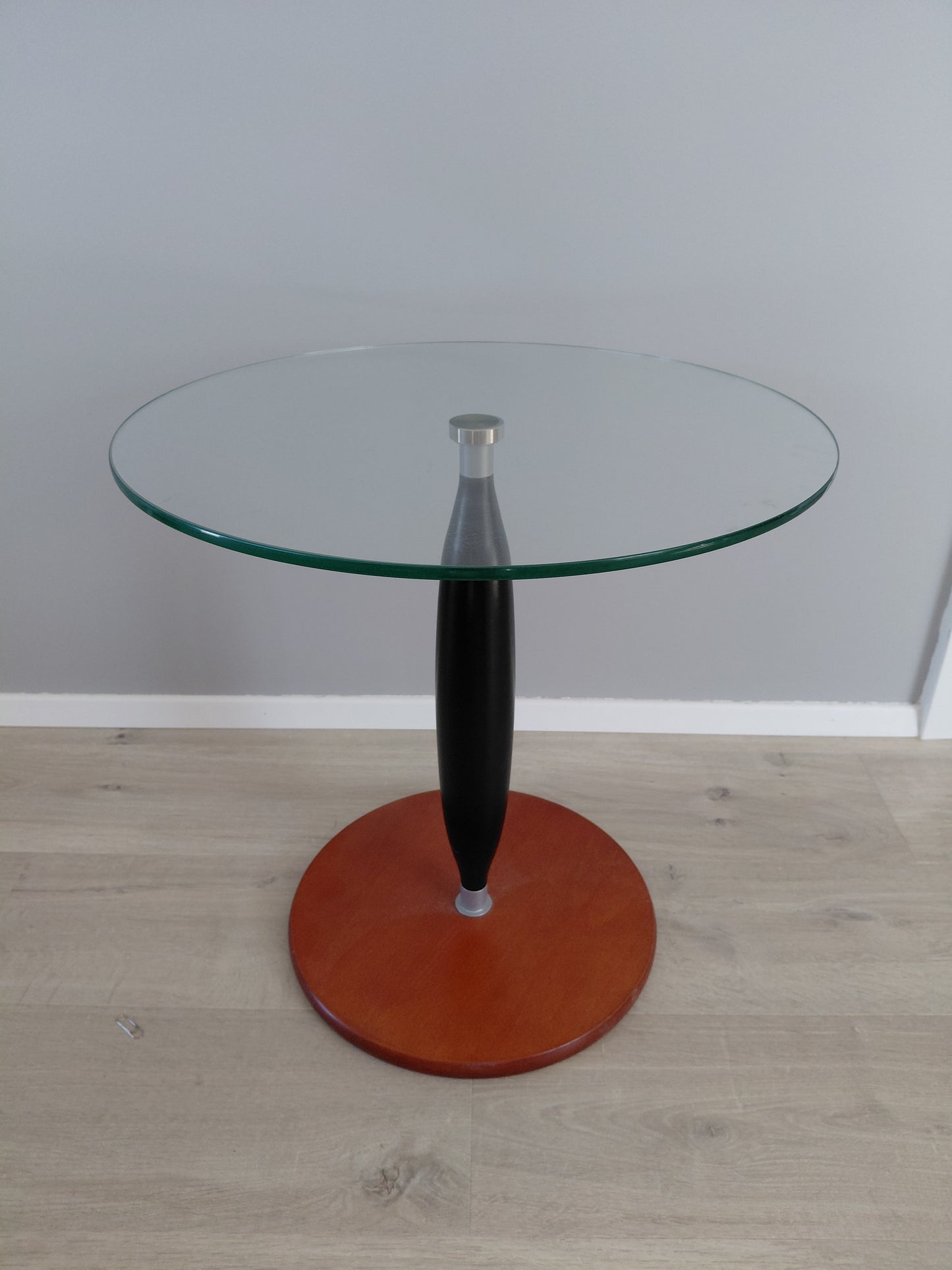 Vintage hringlaga gler hliðarborð (1980-1990s)