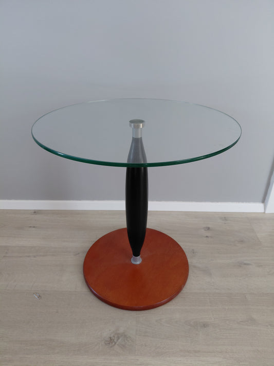 Vintage hringlaga gler hliðarborð (1980-1990s)