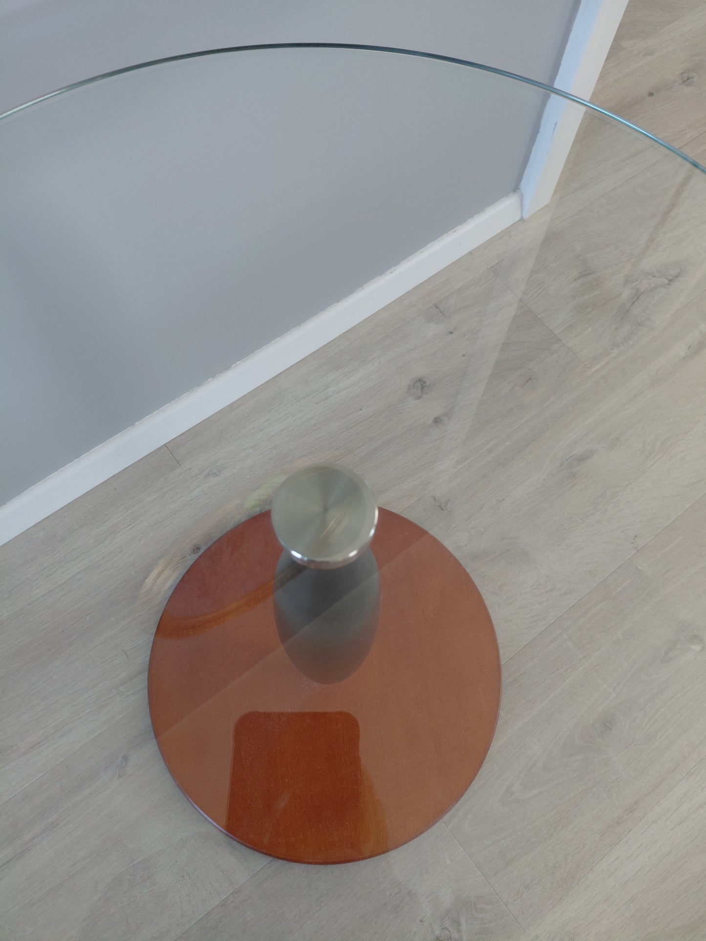 Vintage hringlaga gler hliðarborð (1980-1990s)