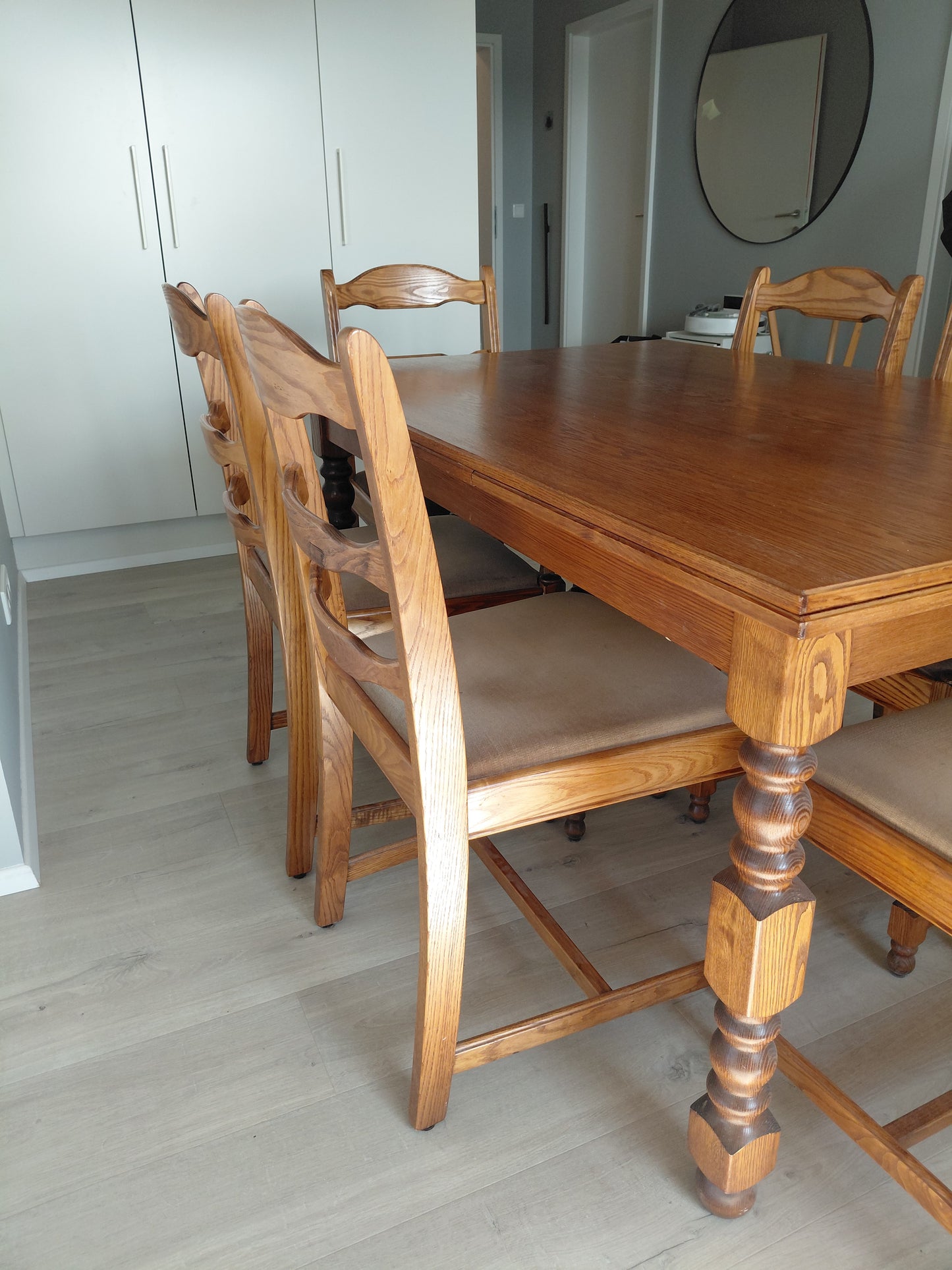 Vintage borstofaborð & 6 stólar (1920-1930s)