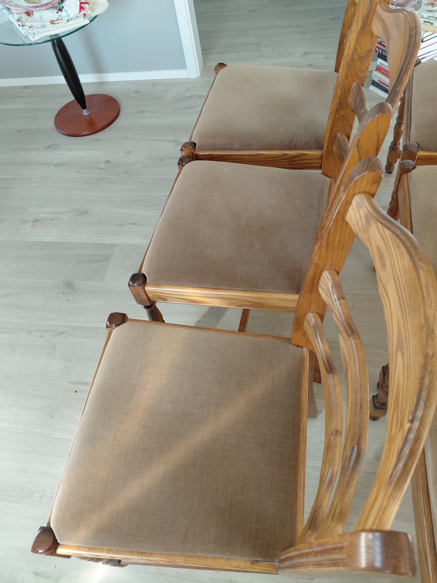 Vintage borstofaborð & 6 stólar (1920-1930s)