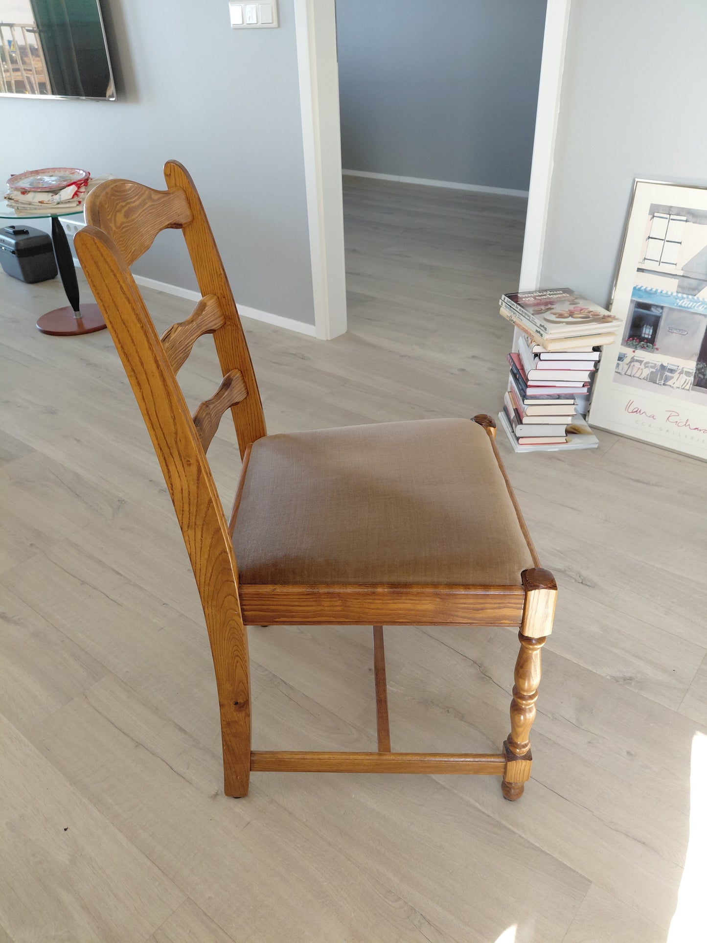 Vintage borstofaborð & 6 stólar (1920-1930s)