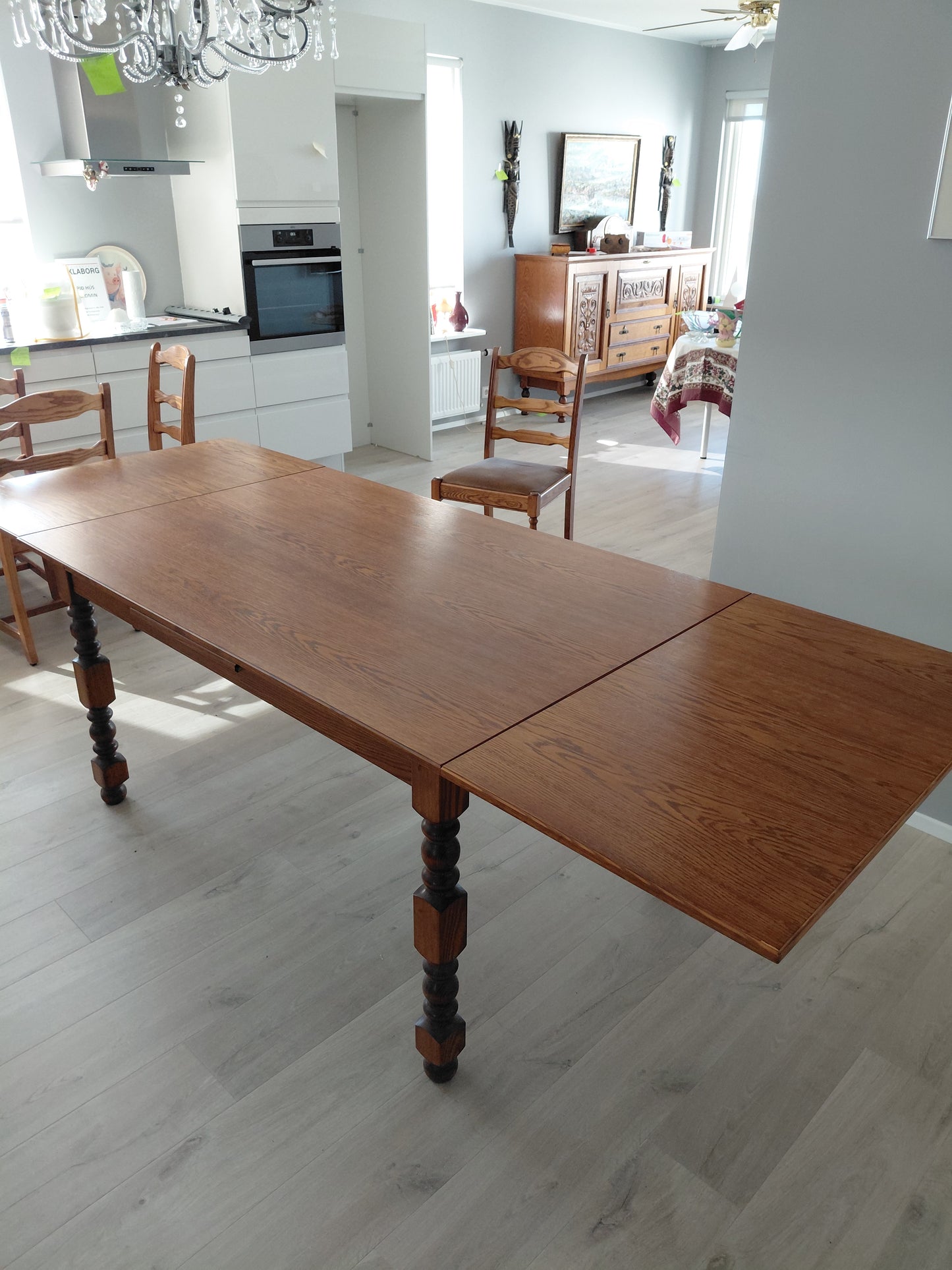 Vintage borstofaborð & 6 stólar (1920-1930s)