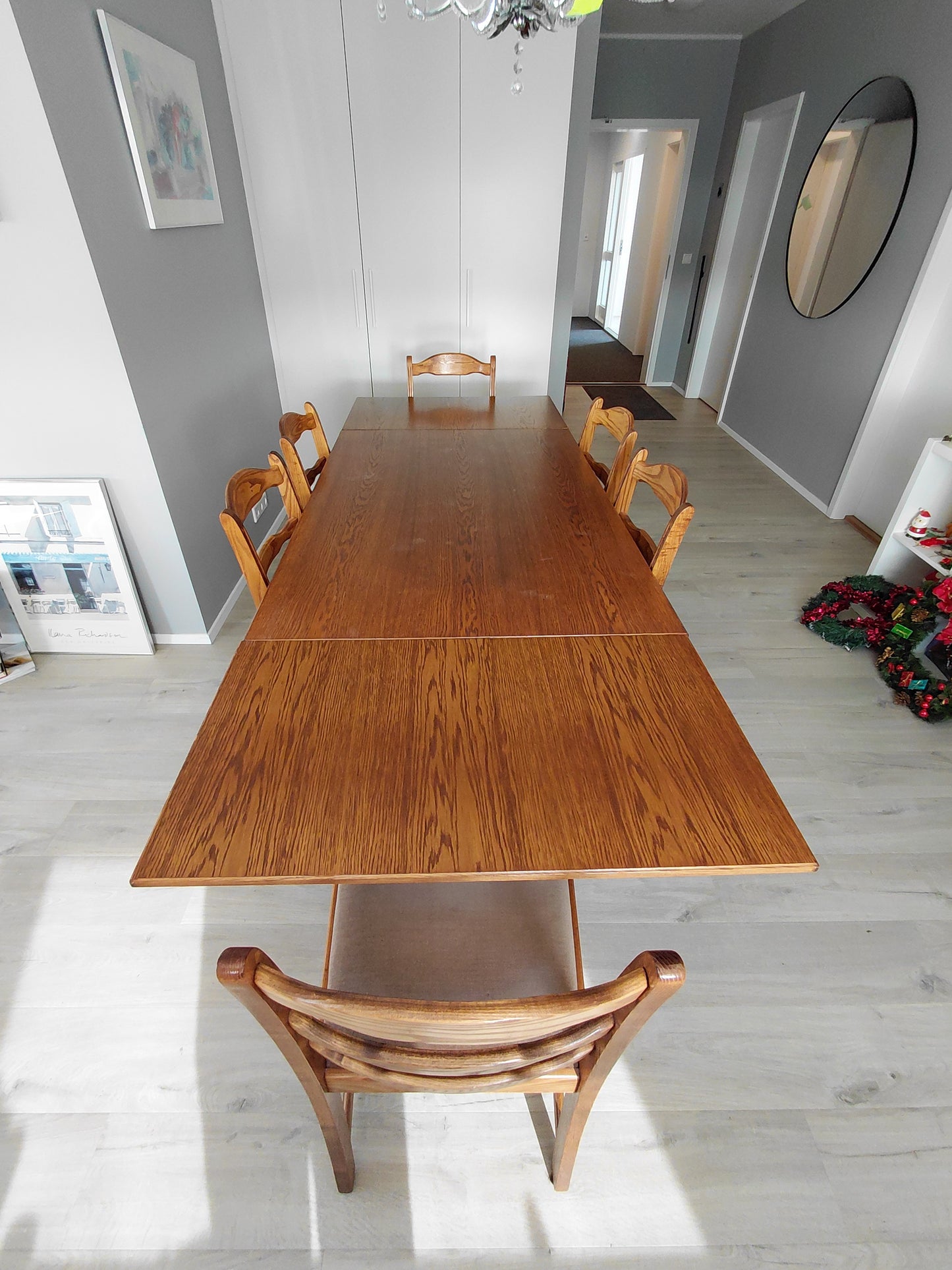 Vintage borstofaborð & 6 stólar (1920-1930s)