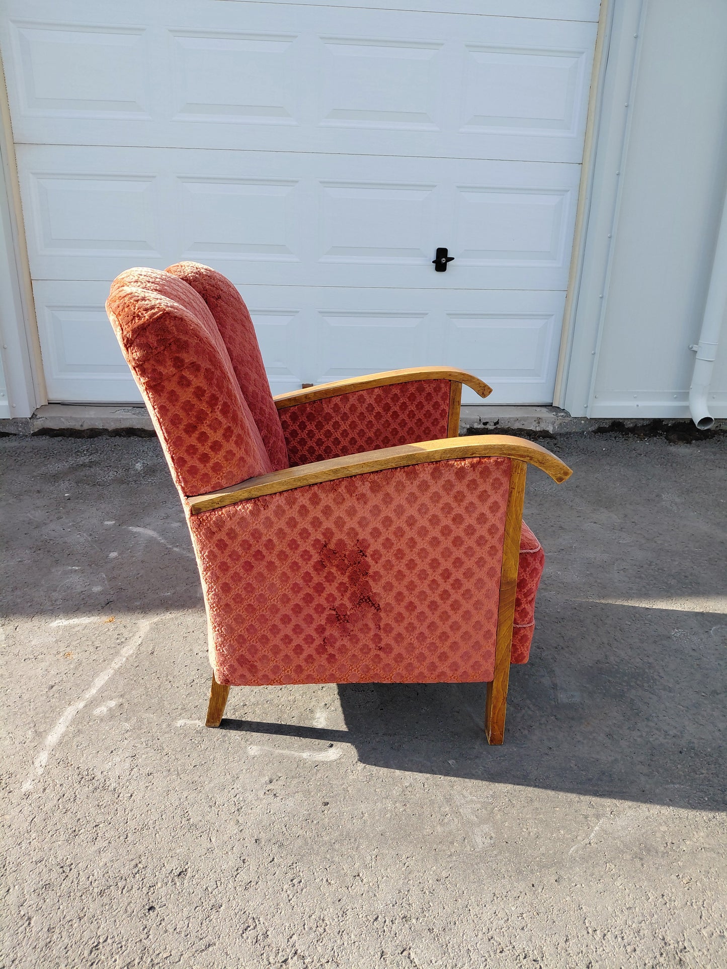 Vintage bleikur sófi art deco stíll (1940s), Dönsk hönnun