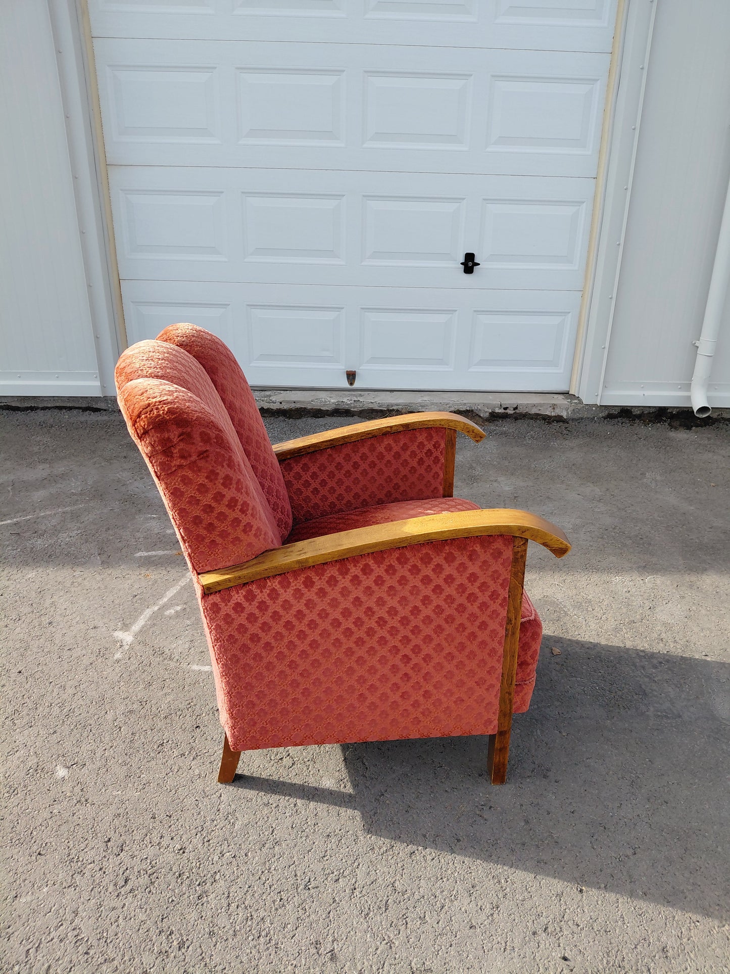 Vintage bleikur sófi art deco stíll (1940s), Dönsk hönnun