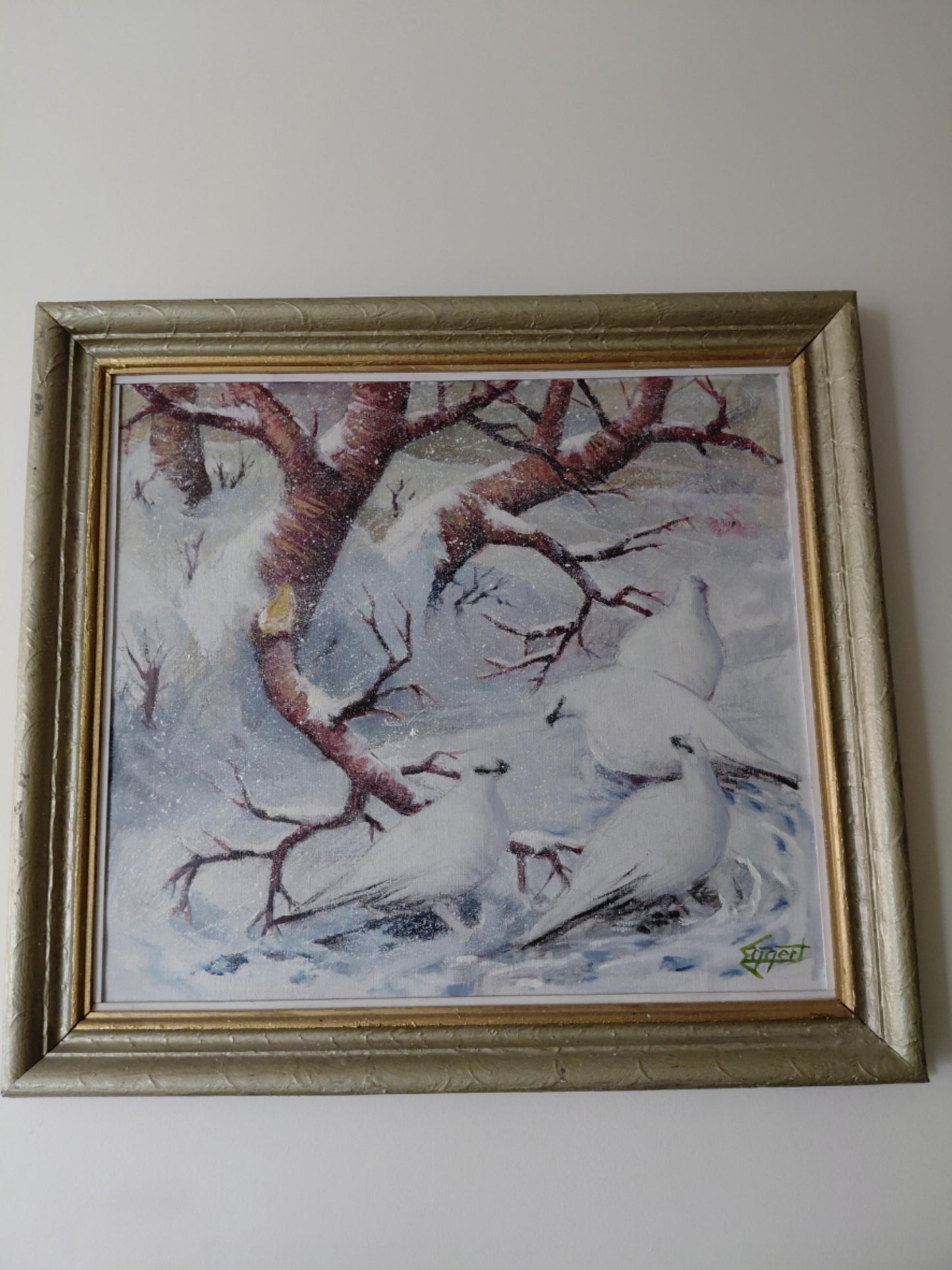 Málverk "Rjúpur" (47x52 cm), Eggert Guðmundsson
