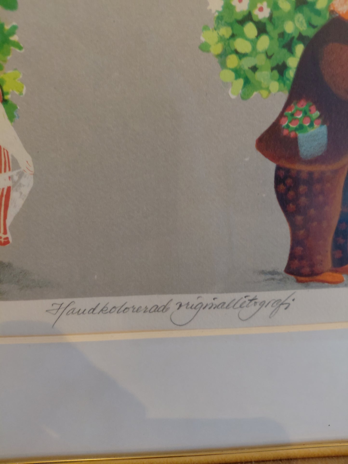 Handmáluð litographie "Tallmogården" 100/200 (ár 1988), Marion Belin (1933-2022)