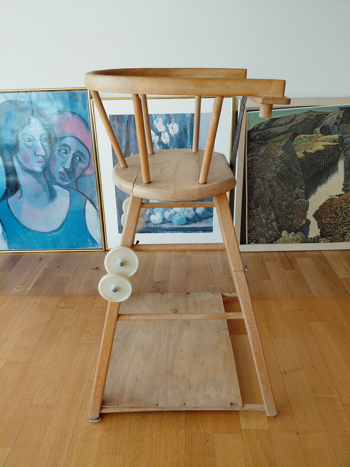 Vintage umbreytanlegur barnastóll (1950-1960)