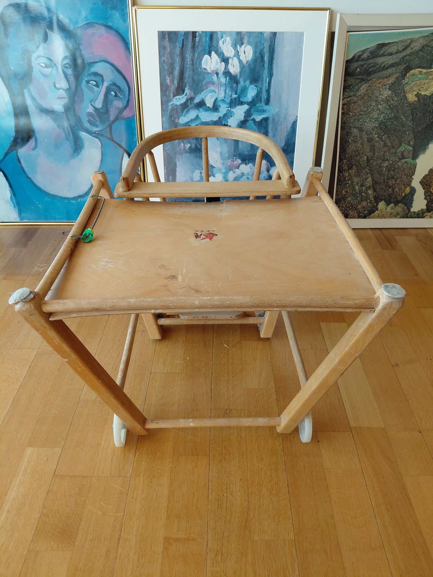 Vintage umbreytanlegur barnastóll (1950-1960)