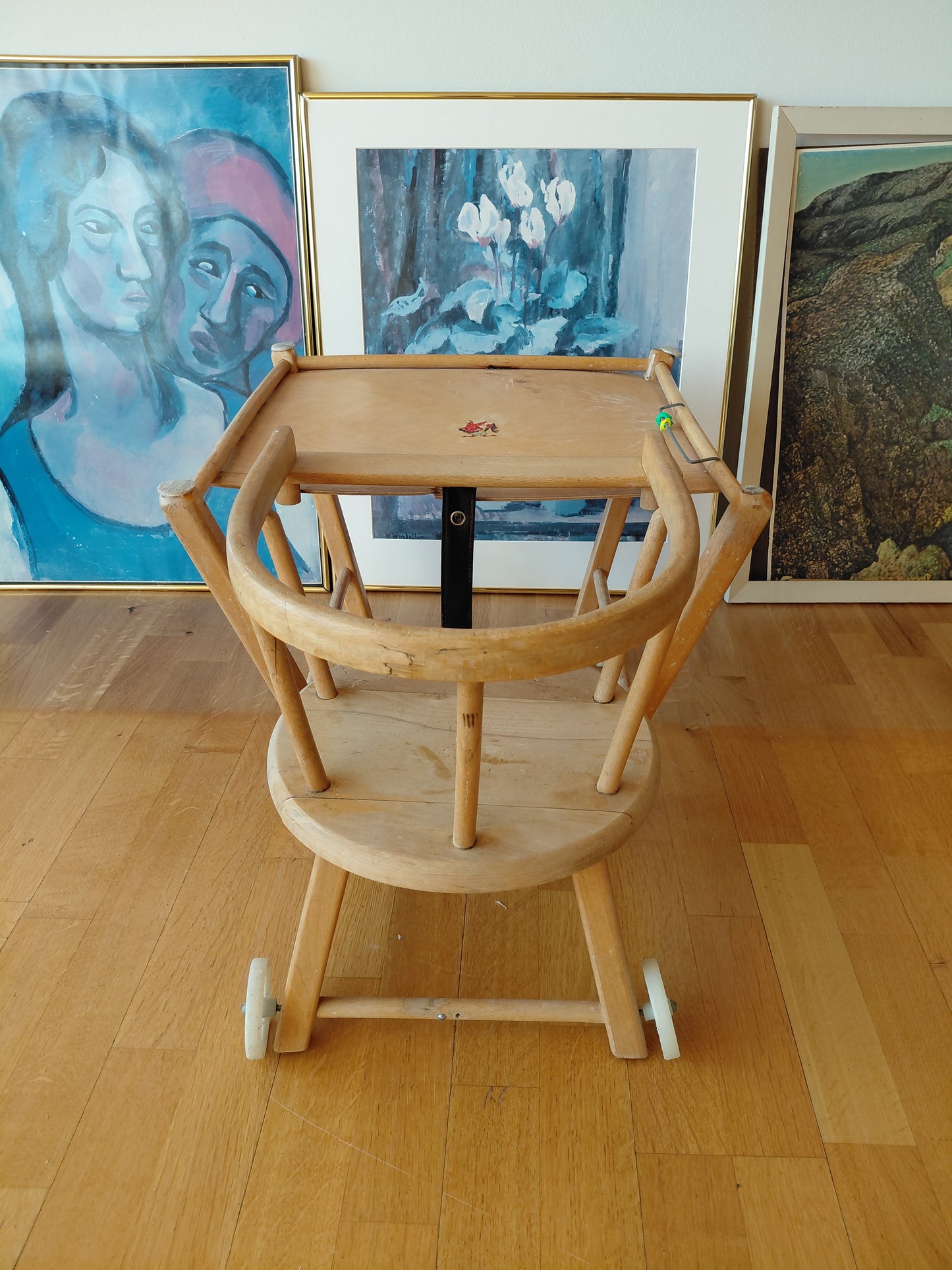 Vintage umbreytanlegur barnastóll (1950-1960)