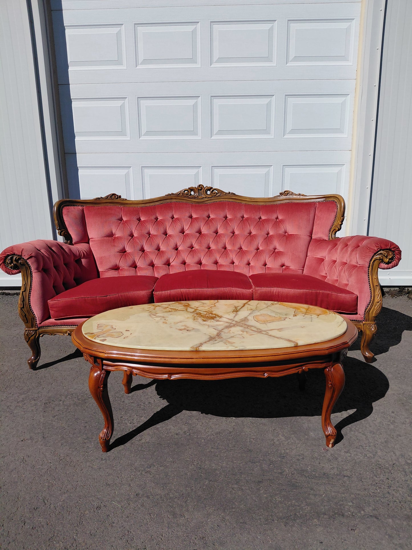 Vintage stofuborð með gegnheilli onyx marmaraplötu (1980s)
