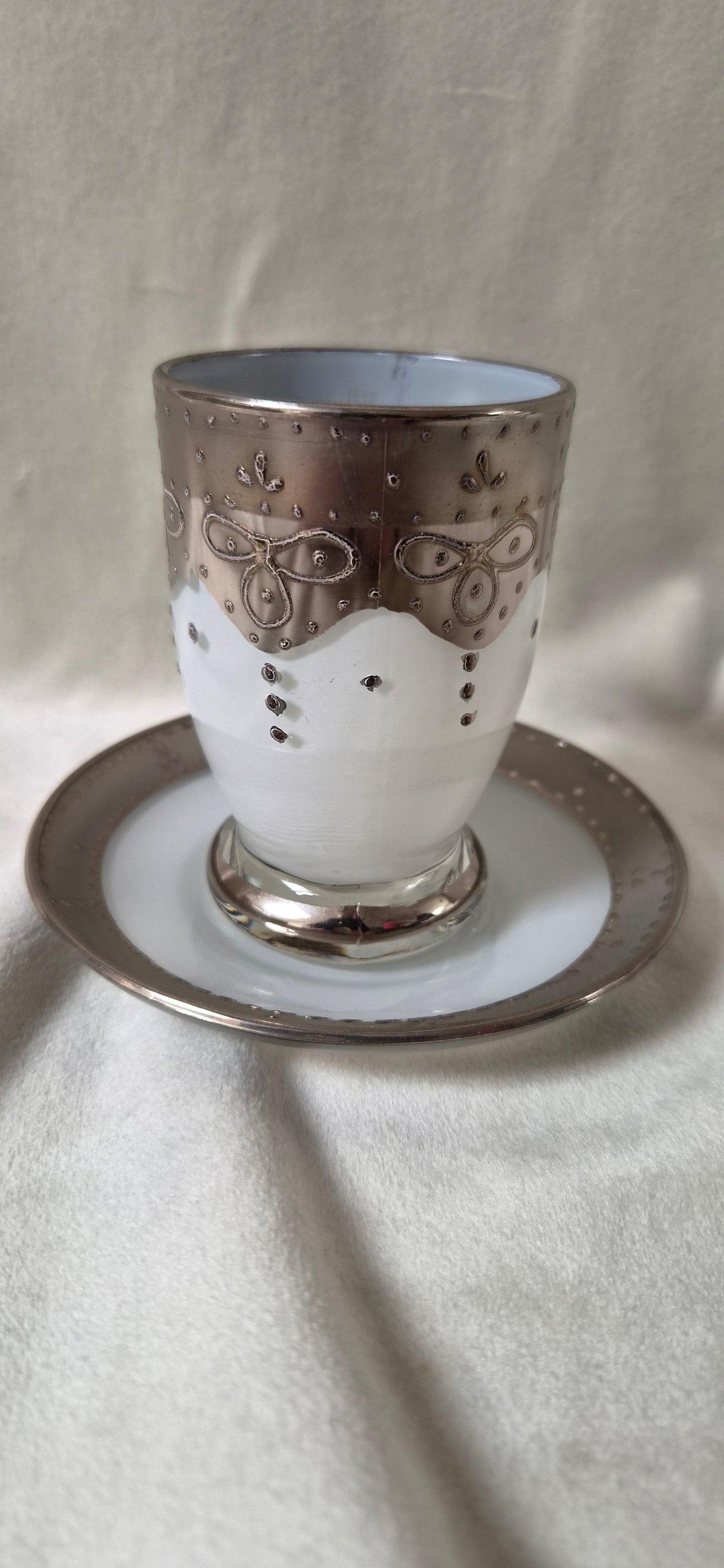 Handmáluð sýrlensk espresso / kaffiglös með undirskál, seljast stök, Sýrland