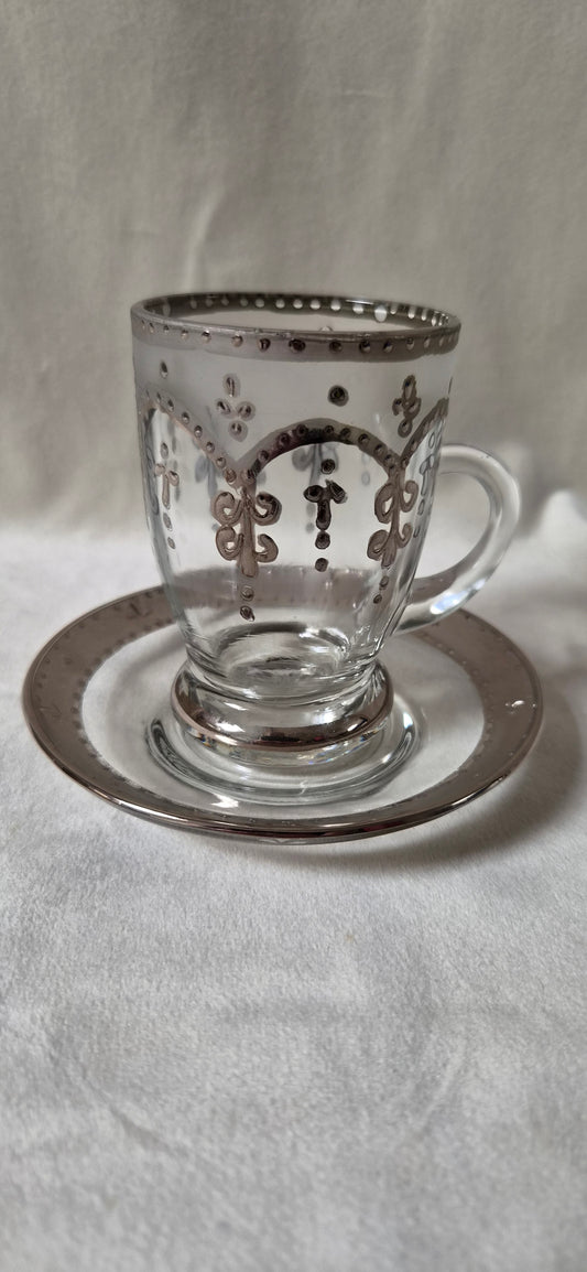 Handmáluð sýrlensk espresso/kaffiglös, ónotuð