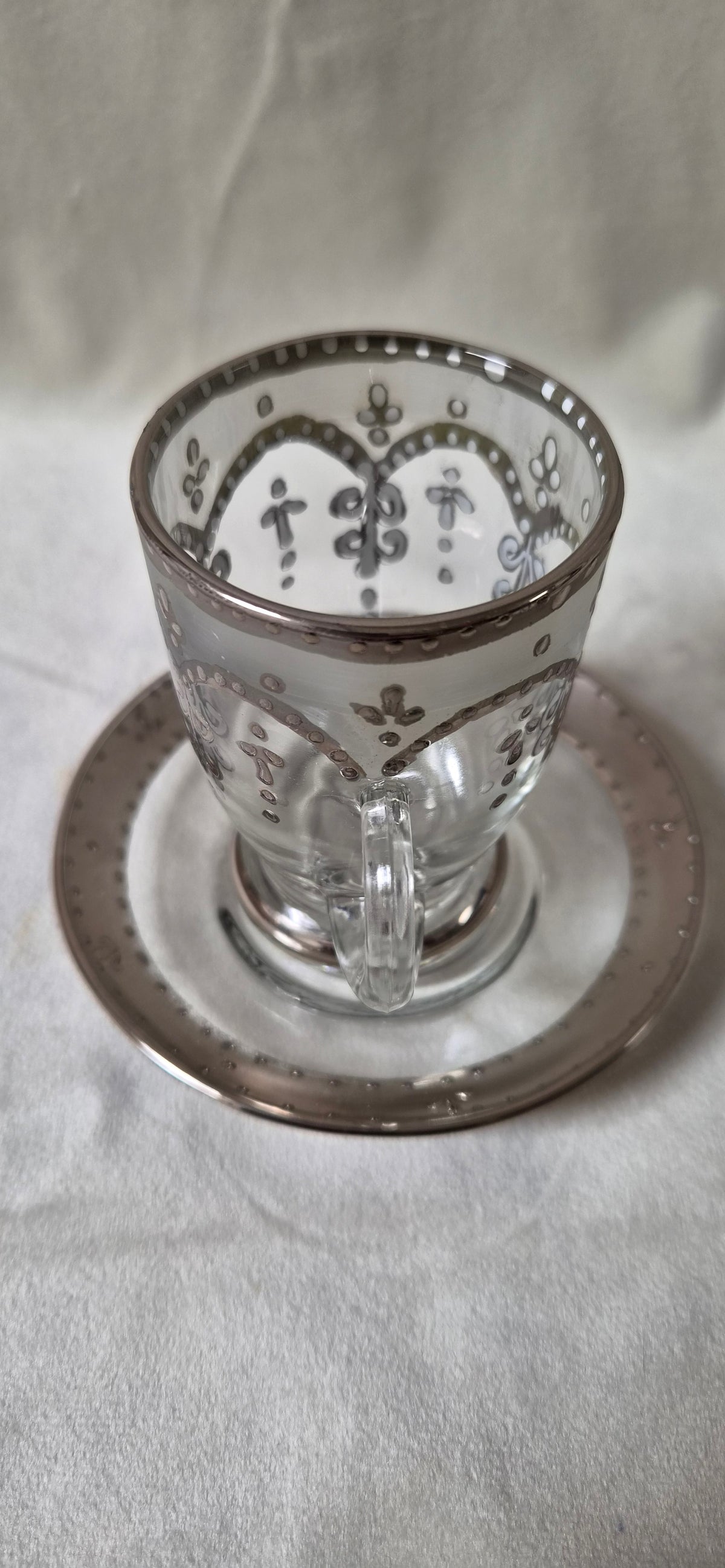 Handmáluð sýrlensk espresso/kaffiglös, ónotuð