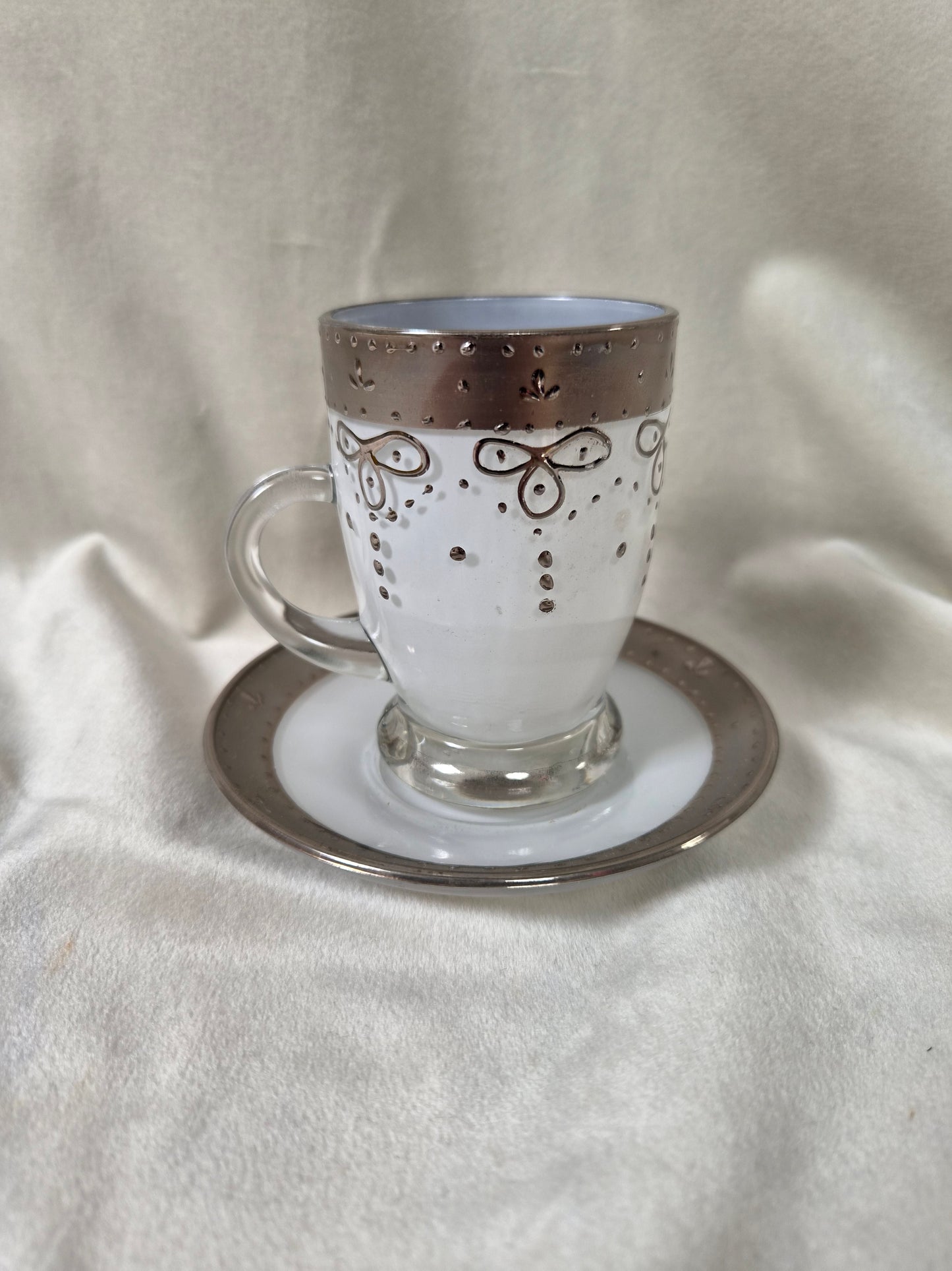 Handmáluð sýrlensk espresso / kaffiglös með undirskál, seljast stök, Sýrland