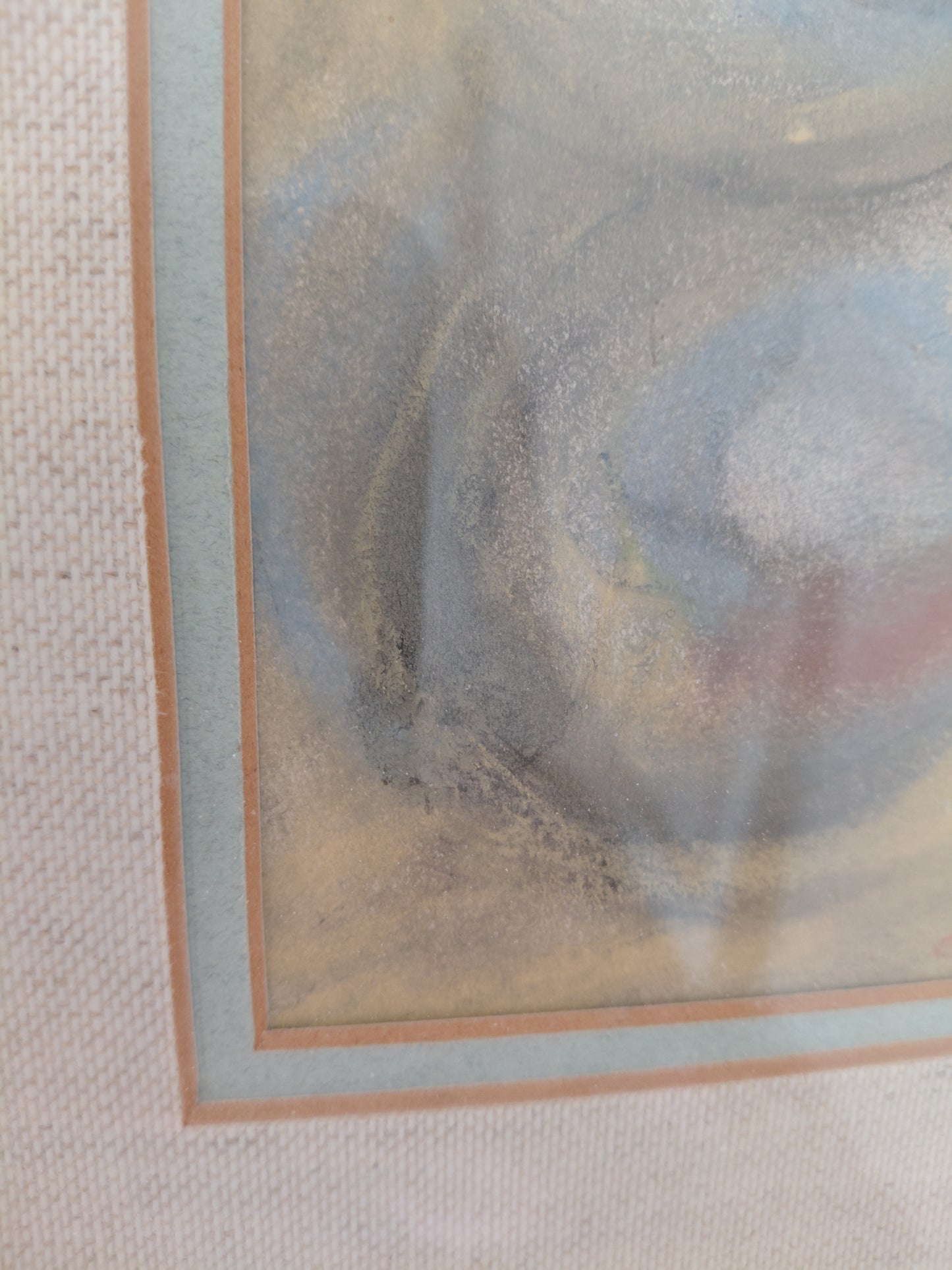 Vintage abstract málverk úr kol eða krít (1980), Ókunnur höfundur