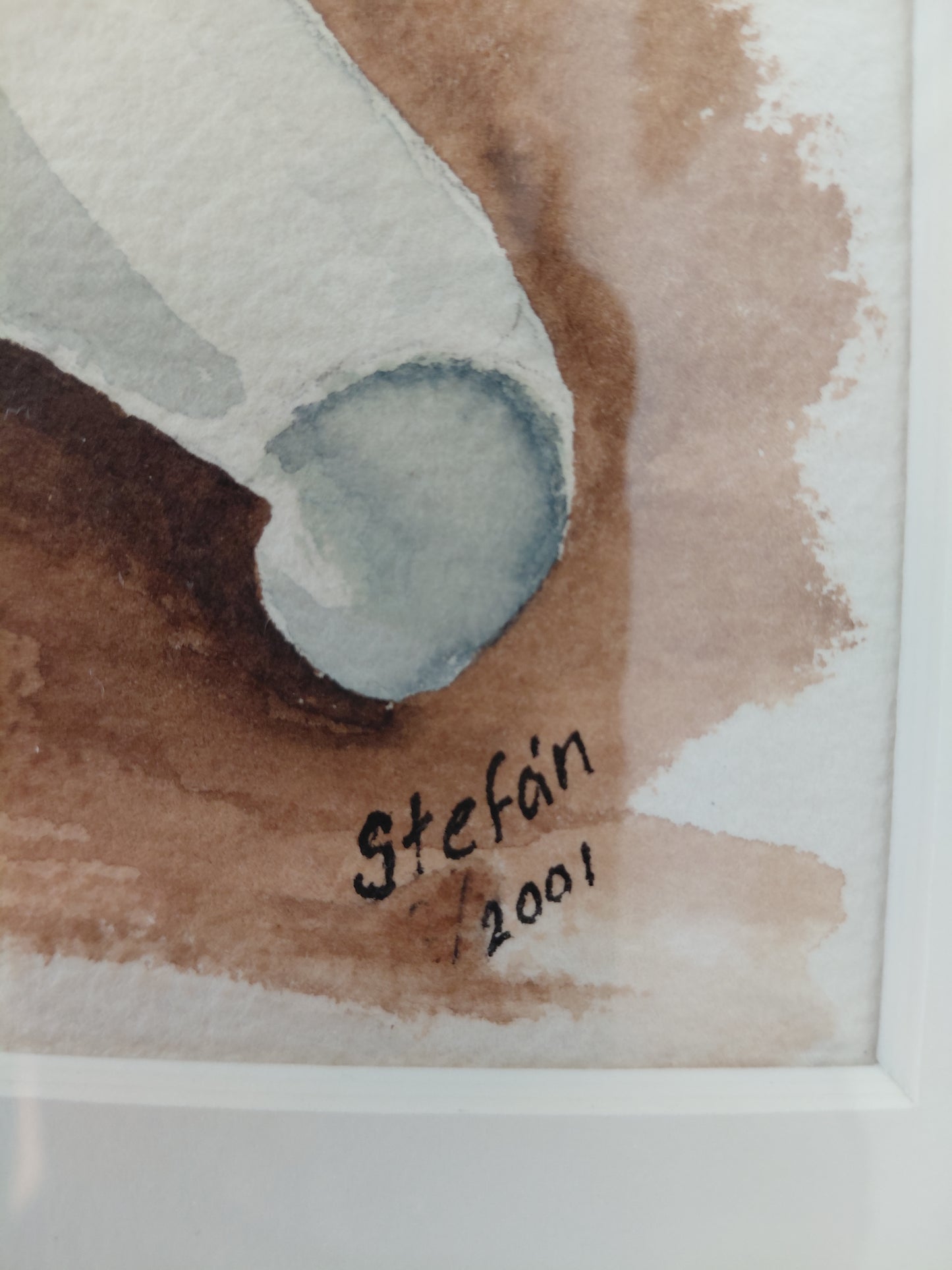 Vintage vatnslita málverk af eplum í körfu (2001)