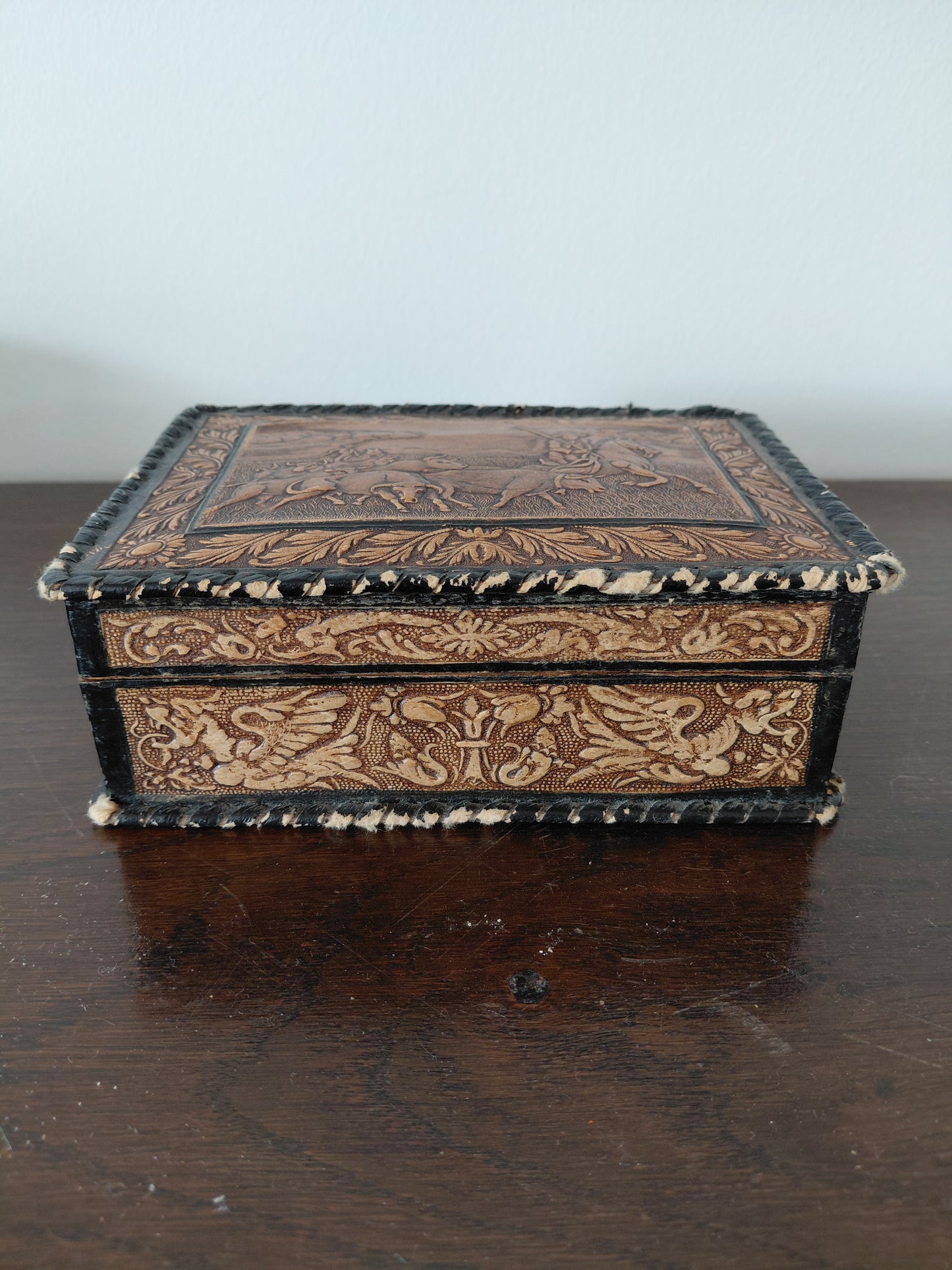 Vintage leður sígarettubox (1950-1970), vintage