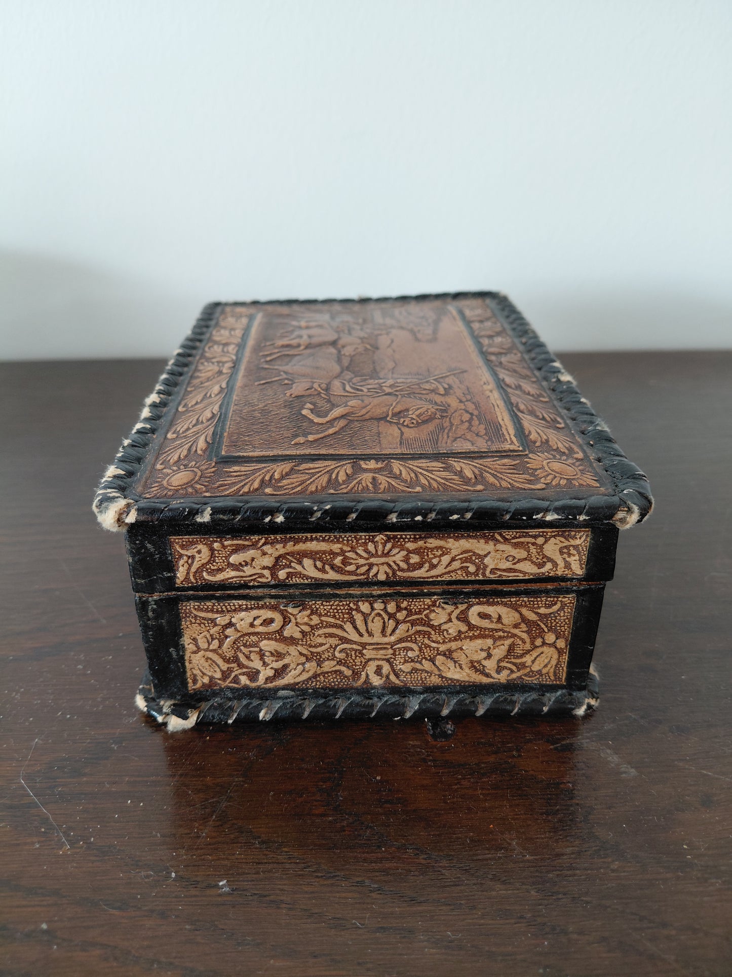 Vintage leður sígarettubox (1950-1970), vintage