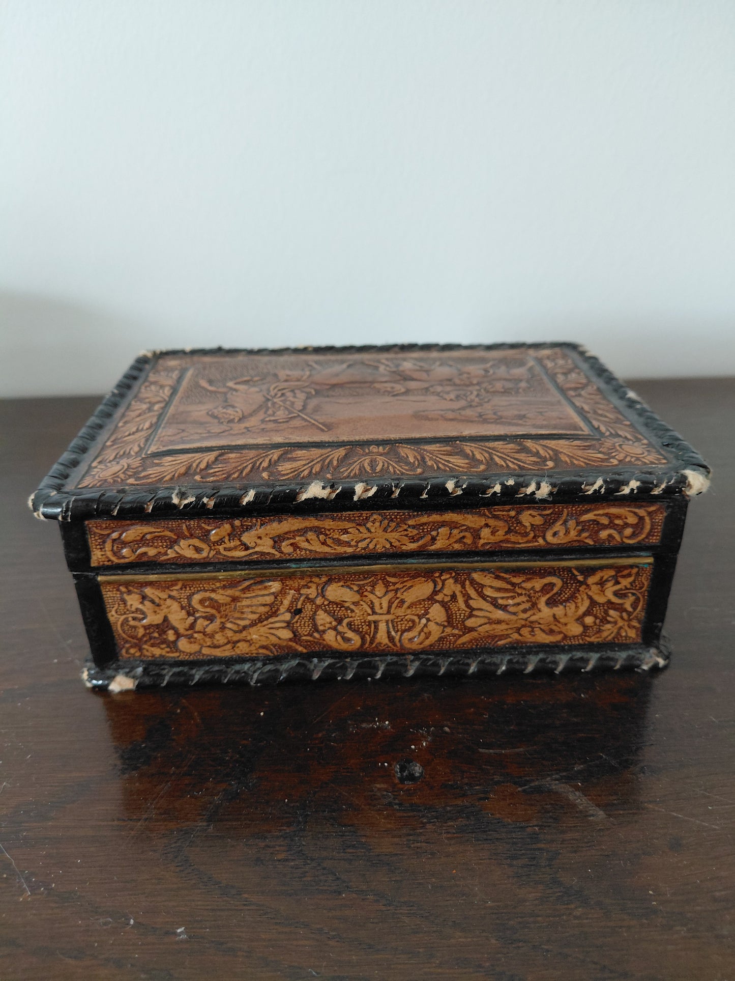 Vintage leður sígarettubox (1950-1970), vintage