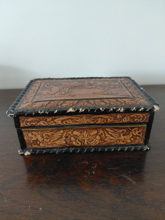 Vintage leður sígarettubox (1950-1970), vintage