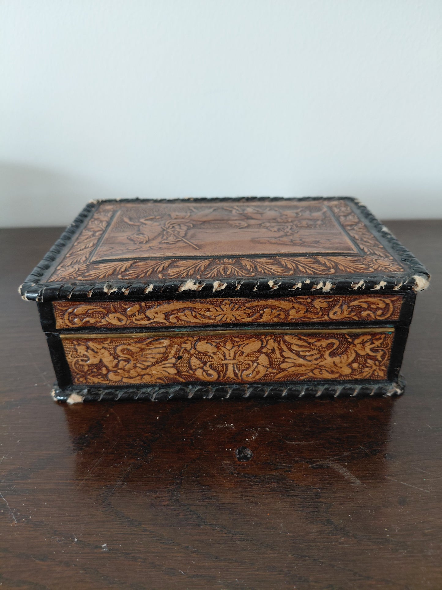 Vintage leður sígarettubox (1950-1970), vintage
