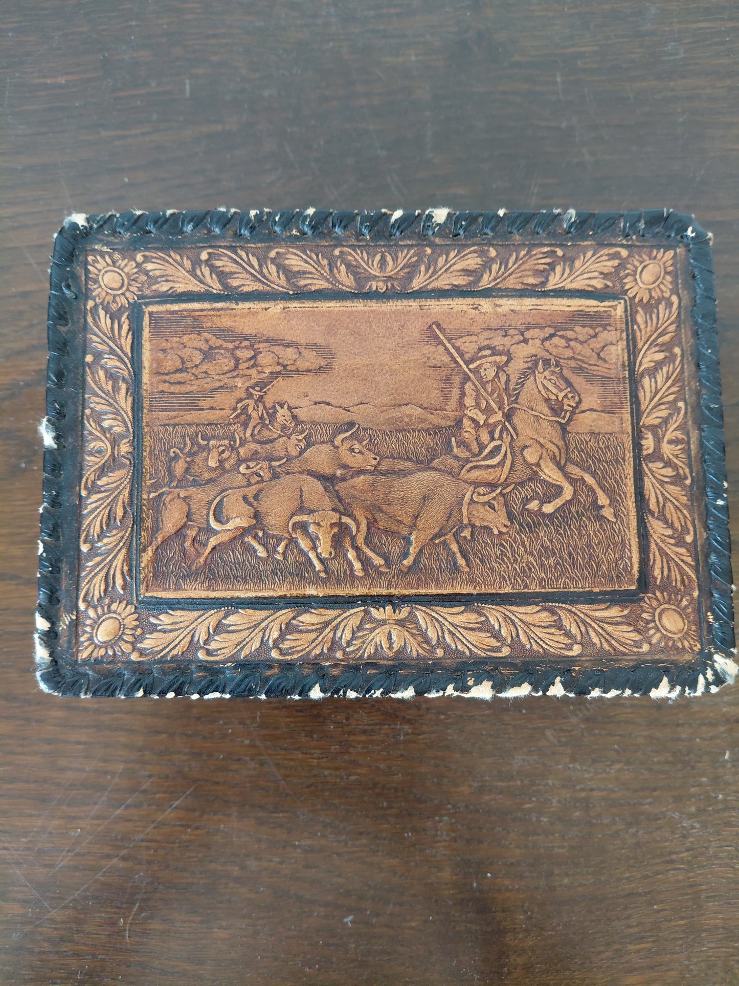 Vintage leður sígarettubox (1950-1970), vintage